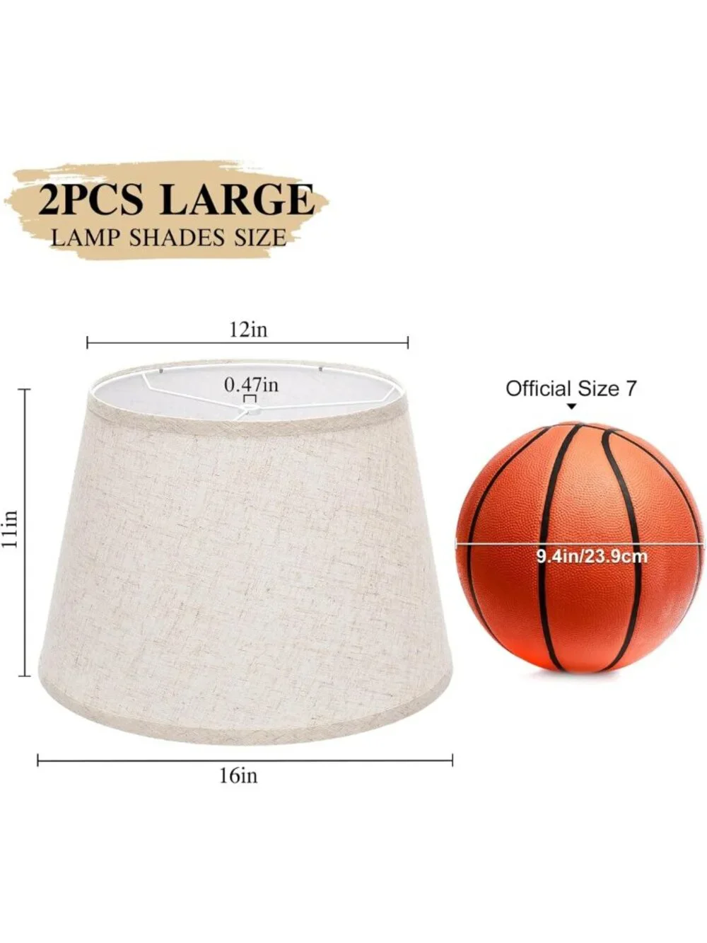 Beige Large Drum Lamp Shades Set of 2 - 12